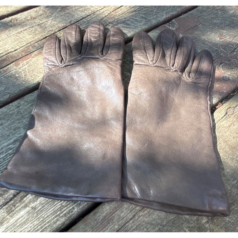 Women's Italian Leather and Cashmere Lined Brown Winter Gloves‎ Size 6.5-7